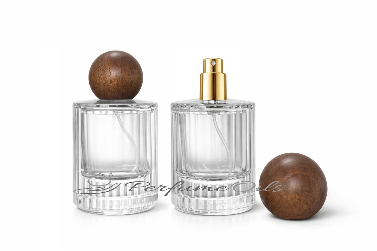 Eden Bottle - 50ml Clear with Round Wooden Cap (Screw)