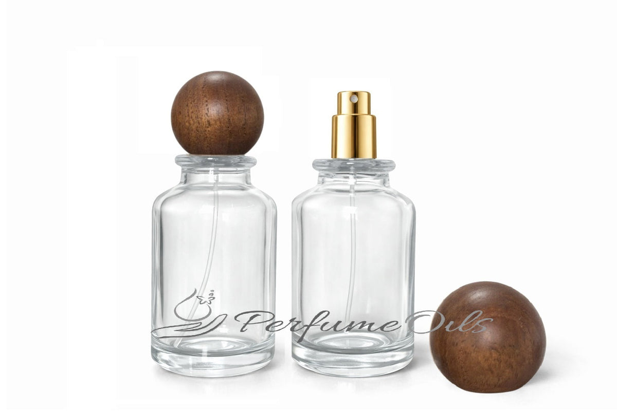 Bloom Bottle - 100ml Clear with Round Wooden Cap (Screw)