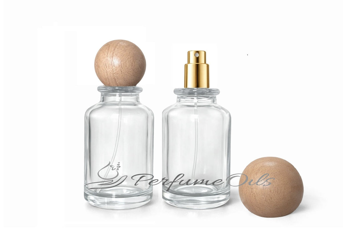 Bloom Bottle - 100ml Clear with Round Wooden Cap (Screw)