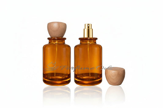 Bloom Bottle - 100ml Amber with Tapered Wooden Cap (Screw)