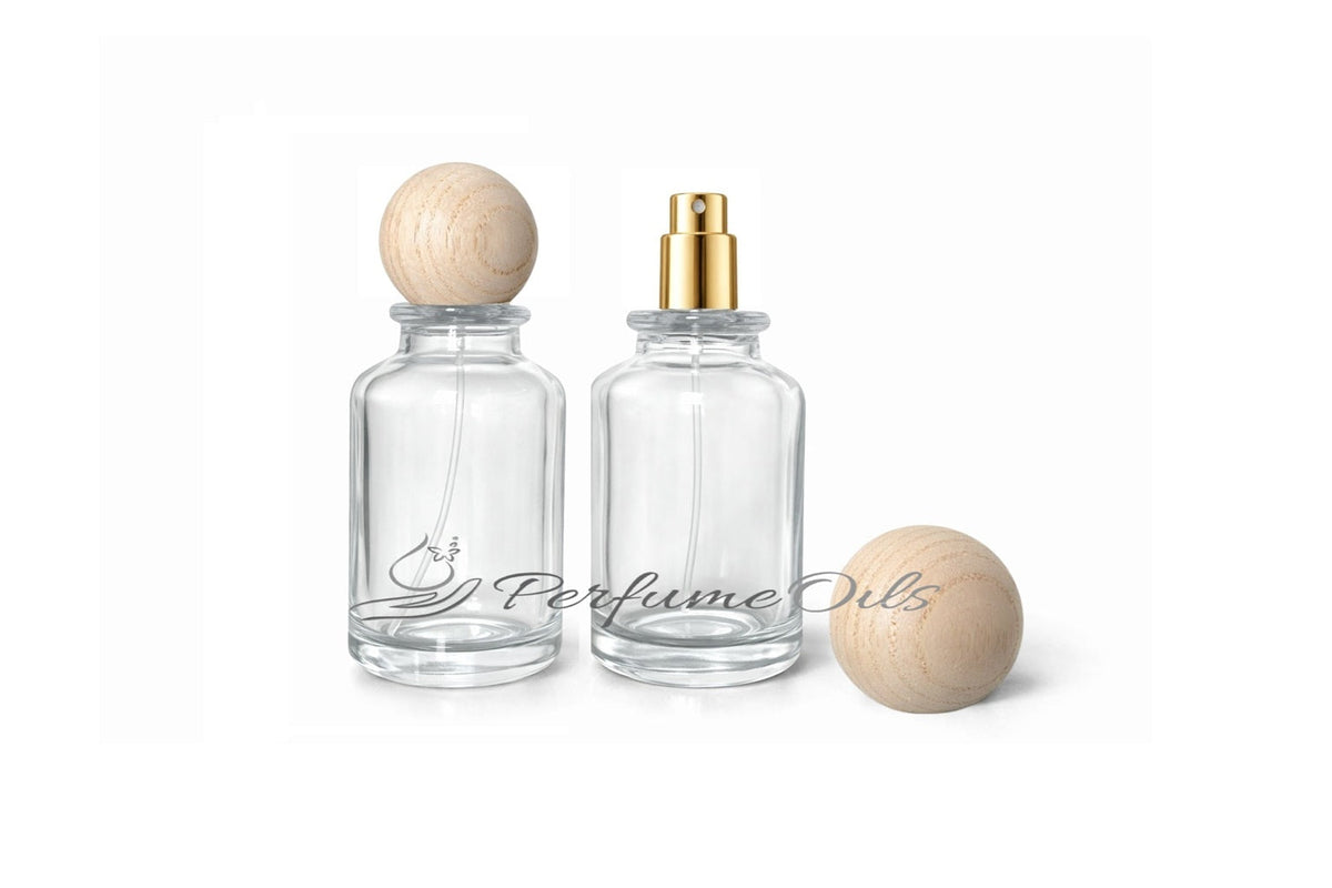 Bloom Bottle - 100ml Clear with Round Wooden Cap (Screw)
