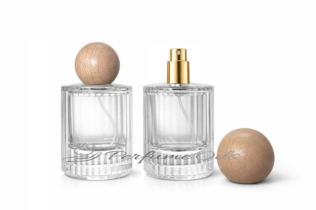 Eden Bottle - 50ml Clear with Round Wooden Cap (Screw)