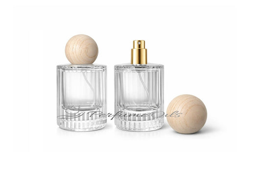 Eden Bottle - 50ml Clear with Round Wooden Cap (Screw)