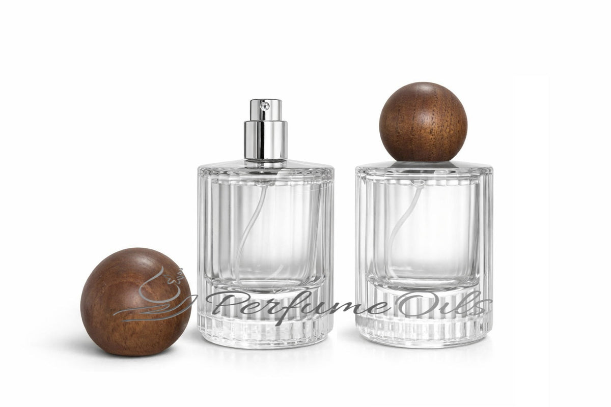 Eden Bottle - 50ml Clear with Round Wooden Cap (Screw)