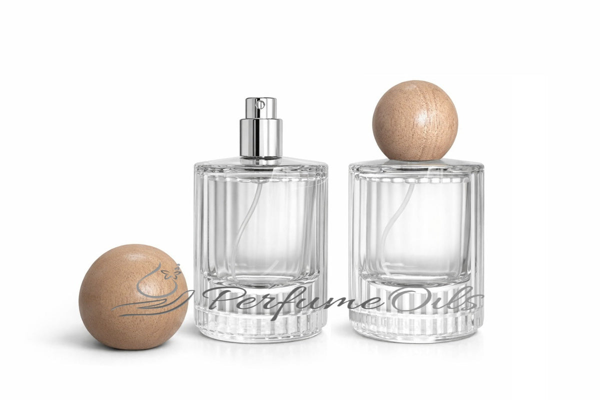 Eden Bottle - 50ml Clear with Round Wooden Cap (Screw)