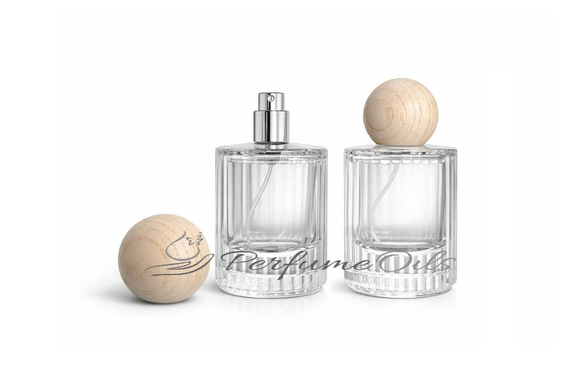 Eden Bottle - 50ml Clear with Round Wooden Cap (Screw)